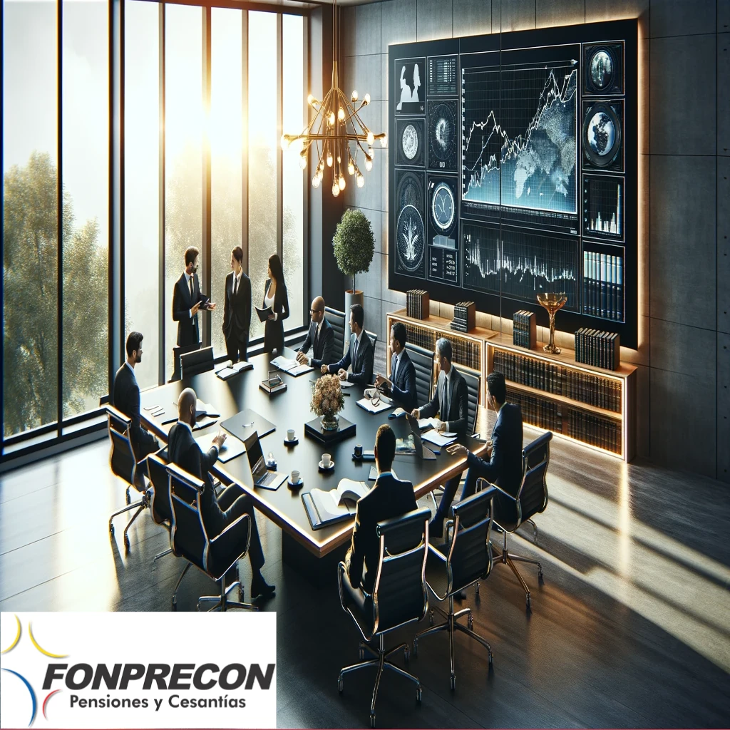 A sophisticated office environment where a diverse group of attorneys collaborates around a sleek, modern conference table-1